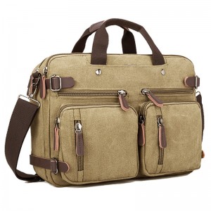 Trust-UCross-border business canvas and genuine leather briefcase, multifunctional tote and crossbody bag, large-capacity laptop bag, casual travel bag