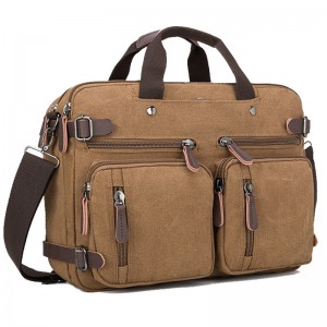 Trust-UCross-border business canvas and genuine leather briefcase, multifunctional tote and crossbody bag, large-capacity laptop bag, casual travel bag