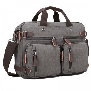 Trust-UCross-border business canvas and genuine leather briefcase, multifunctional tote and crossbody bag, large-capacity laptop bag, casual travel bag