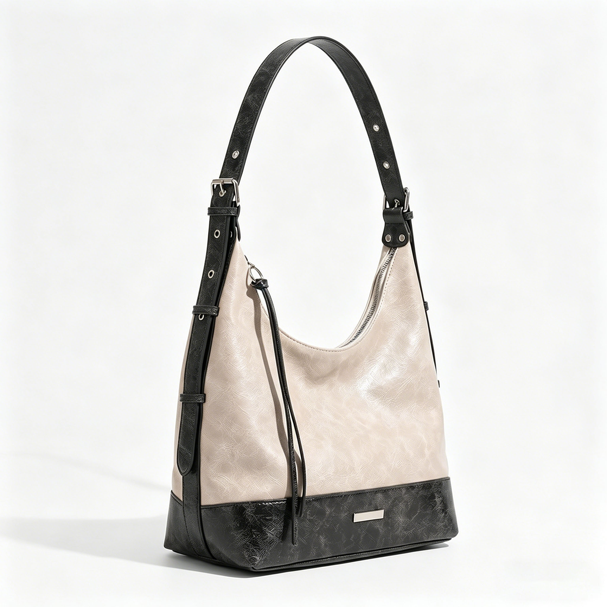 TRUST-U New PU textured shoulder bag, large capacity, premium color-blocked tote bag