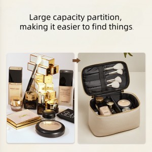 Çantë ruajtjeje TRUST-U, çantë katrore për makijazh prej lëkure PU, portative për ruajtje udhëtimi, me kapacitet të madh me dorezë, çantë kozmetike e ndarë