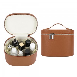 กระเป๋าเครื่องสำอางหนัง PU ลายลิ้นจี่ TRUST-U ความจุขนาดใหญ่ กระเป๋าเครื่องสำอางแบบพกพาสำหรับเดินทางพร้อมช่องจัดระเบียบ กล่องเก็บเครื่องประดับ