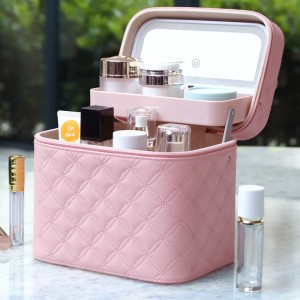 TRUST-U ប្រអប់ផ្ទុកគ្រឿងសំអាងចល័តដែលមានសមត្ថភាពធំ ប្រអប់គ្រឿងសំអាងពហុមុខងារ ជាមួយនឹងប្រអប់ខាងក្នុងលក់ដុំ LED មិនជ្រាបទឹក