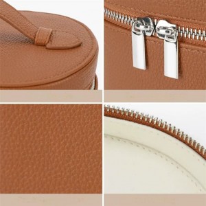 กระเป๋าเครื่องสำอางหนัง PU ลายลิ้นจี่ TRUST-U ความจุขนาดใหญ่ กระเป๋าเครื่องสำอางแบบพกพาสำหรับเดินทางพร้อมช่องจัดระเบียบ กล่องเก็บเครื่องประดับ