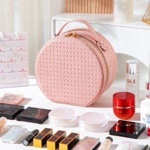 TRUST-U LED light with mirror round cosmetic case large capacity travel portable cosmetic storage bag