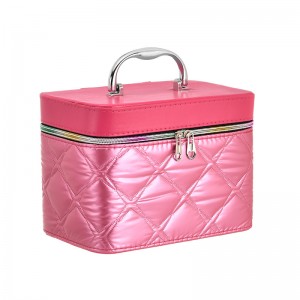 TRUST-U Sminkväska med stor kapacitet, exklusivt broderat handtag och spegel för förvaring