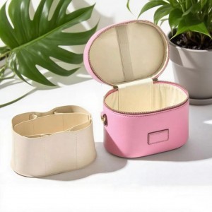 TRUST-U Cross-border Oval PU Makeup Case Portable Large Capacity Cosmetics Storage Bag Travel Waterproof Toiletry Bag