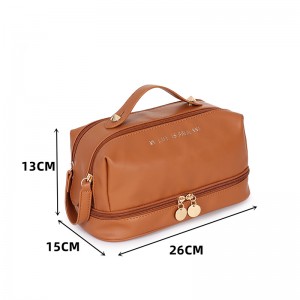 TRUST-U กระเป๋าเก็บของ PU ความจุขนาดใหญ่ กันน้ำหลายชั้น กระเป๋าใส่เครื่องใช้ในห้องน้ำและเครื่องสำอางสำหรับการเดินทางที่สะดวกสบาย