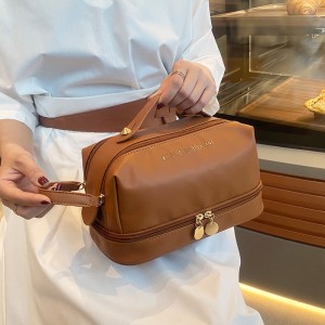 TRUST-U กระเป๋าเก็บของ PU ความจุขนาดใหญ่ กันน้ำหลายชั้น กระเป๋าใส่เครื่องใช้ในห้องน้ำและเครื่องสำอางสำหรับการเดินทางที่สะดวกสบาย