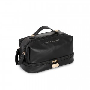 TRUST-U Large capacity PU storage bag, multi-layer waterproof, convenient travel toiletry and cosmetic bag