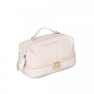 TRUST-U กระเป๋าเก็บของ PU ความจุขนาดใหญ่ กันน้ำหลายชั้น กระเป๋าใส่เครื่องใช้ในห้องน้ำและเครื่องสำอางสำหรับการเดินทางที่สะดวกสบาย