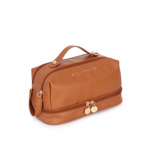 TRUST-U กระเป๋าเก็บของ PU ความจุขนาดใหญ่ กันน้ำหลายชั้น กระเป๋าใส่เครื่องใช้ในห้องน้ำและเครื่องสำอางสำหรับการเดินทางที่สะดวกสบาย