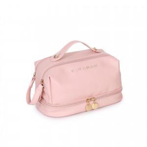 TRUST-U กระเป๋าเก็บของ PU ความจุขนาดใหญ่ กันน้ำหลายชั้น กระเป๋าใส่เครื่องใช้ในห้องน้ำและเครื่องสำอางสำหรับการเดินทางที่สะดวกสบาย