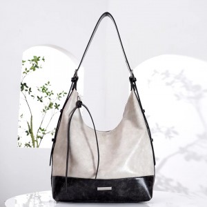 TRUST-U New PU textured shoulder bag, large capacity, premium color-blocked tote bag