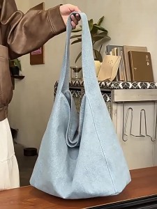 TRUST-U New relaxed style commuter shoulder tote bag, Korean style niche design canvas bag, casual and versatile underarm bag