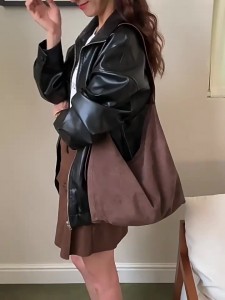 TRUST-U New Mori Girl Style Suede Large Capacity Tote Shoulder Bag for Women, Niche Style, Lightweight and Simple Korean Design