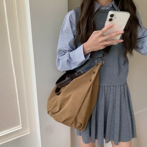 TRUST-U Pendlarväska, extra stor, retro canvasväska, multifunktionell studentväska/axelväska för kvinnor