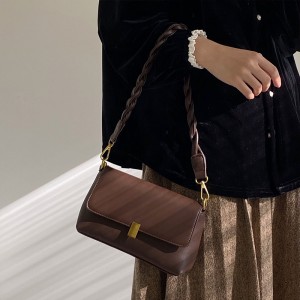 TRUST-U Women’s handbag, niche design, braided shoulder strap, small square bag, autumn/winter retro style, underarm bag, single shoulder crossbody bag