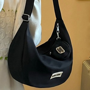 TRUST-U Solid color, minimalist design, convenient wide-shoulder nylon dumpling bag/crossbody bag