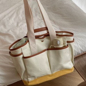 TRUST-U मोठी क्षमता, आई आणि बाळांसाठी बहुमुखी क्रॉसबॉडी/खांद्याची बॅग, बाहेर फिरण्यासाठी हलकी कॅनव्हास टोट बॅग