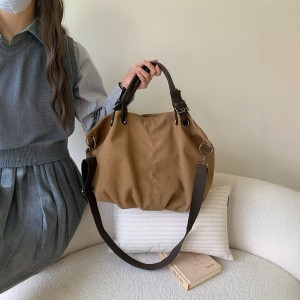 TRUST-U Pendlarväska, extra stor, retro canvasväska, multifunktionell studentväska/axelväska för kvinnor