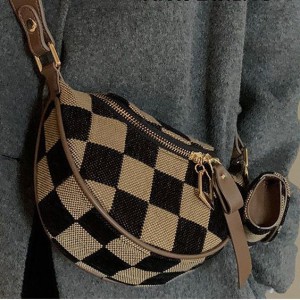 TRUST-U ਨਵਾਂ ਸਟਾਈਲਿਸ਼ ਅਤੇ ਬਹੁਪੱਖੀ ਛਾਤੀ ਵਾਲਾ ਬੈਗ, ਫੈਸ਼ਨੇਬਲ ਚੈਕਰਡ ਰੈਟਰੋ ਸੈਡਲ ਡੰਪਲਿੰਗ ਬੈਗ, ਕਮਰ ਵਾਲਾ ਬੈਗ, ਟ੍ਰੈਂਡੀ ਕਰਾਸਬਾਡੀ ਬੈਗ