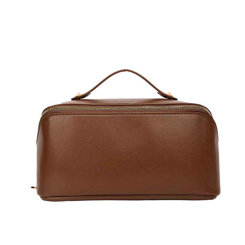 TRUST-U Matan PU babba mai ƙarfi šaukuwa matashin kayan shafa jakar, kayan kwalliyar kayan aiki da yawa da jakar ajiya na kayan bayan gida