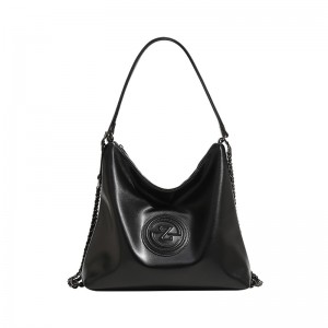 TRUST-U Large capacity stylish and simple pure black Z-letter chain backpack