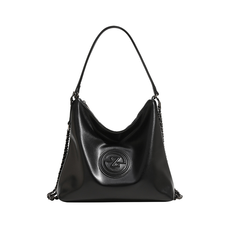 TRUST-U Grandkapacita ŝika kaj simpla pure nigra Z-litera ĉendorsosako