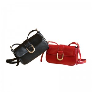 TRUST-U Versatile, simple, solid color horseshoe buckle underarm bag