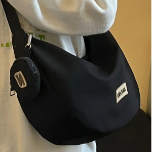 TRUST-U Solid color, minimalist design, convenient wide-shoulder nylon dumpling bag/crossbody bag