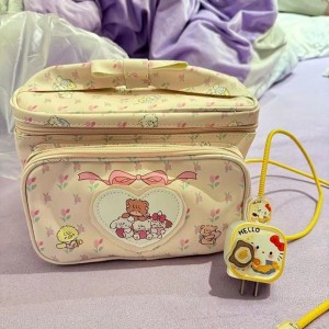 TRUST-U ښکلی او سجیلا کارټون چاپ شوی میک اپ کڅوړه، د تشنابونو لپاره د پورټ ایبل څو اړخیزه کوچنۍ لاسي کڅوړه