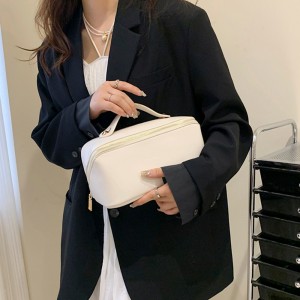 TRUST-U Women's PU កាបូបដាក់គ្រឿងសម្អាងដែលអាចចល័តបានដែលមានសមត្ថភាពធំ កាបូបដាក់គ្រឿងសម្អាង និងគ្រឿងសម្អាងច្រើនមុខងារ