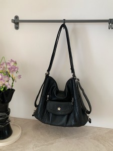 TRUST-U Retro minimalist soft leather backpack with multiple carrying options and adjustable shoulder tote bag