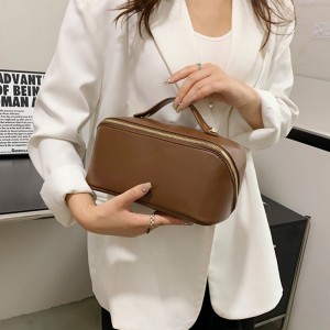 TRUST-U Women's PU កាបូបដាក់គ្រឿងសម្អាងដែលអាចចល័តបានដែលមានសមត្ថភាពធំ កាបូបដាក់គ្រឿងសម្អាង និងគ្រឿងសម្អាងច្រើនមុខងារ