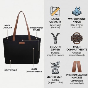 TRUST-U Simple and casual tote bag for women, large capacity, handbag, shoulder bag, new autumn and winter style, simple canvas commuter bag