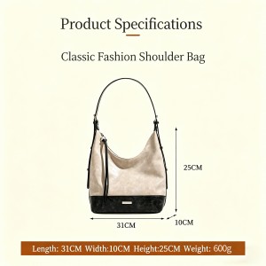 TRUST-U New PU textured shoulder bag, large capacity, premium color-blocked tote bag