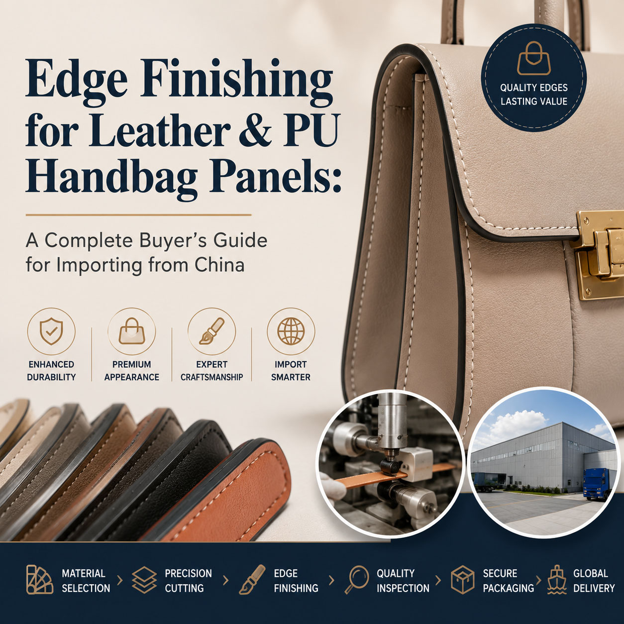 Edge Finishing for Leather & PU Handbag Panels: A Complete Buyer’s Guide for Importing from China