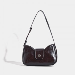 TRUST-U Black shoulder bag for women, retro style, new underarm bag, PU leather, fashionable and simple small square bag for commuting.