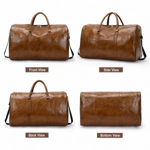 Trust-U European and American PU Travel Bag, Large Capacity Cylinder Sports and Fitness Bag, Business Casual Short Trip Luggage Bag