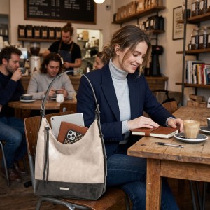 TRUST-U New PU textured shoulder bag, large capacity, premium color-blocked tote bag