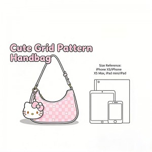 Sac bandoulière TRUST-U Hello Kitty, motif à carreaux roses, adorable sac à bandoulière en forme de croissant de lune