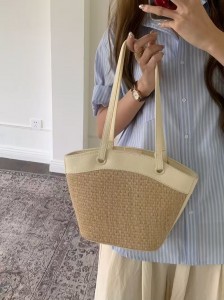 TRUST-U Straw bag, French retro style, beach casual chic, versatile, woven basket bag, fashionable shoulder bag