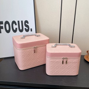 TRUST-U PU solid color embroidery thread cosmetic bag large capacity cosmetic storage box bridal gift technician box