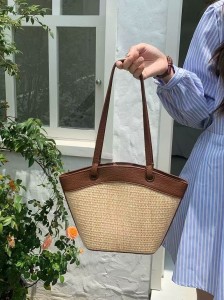 TRUST-U Straw bag, French retro style, beach casual chic, versatile, woven basket bag, fashionable shoulder bag