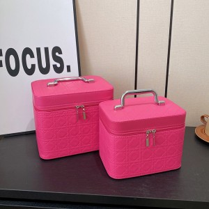 TRUST-U PU solid color embroidery thread cosmetic bag large capacity cosmetic storage box bridal gift technician box