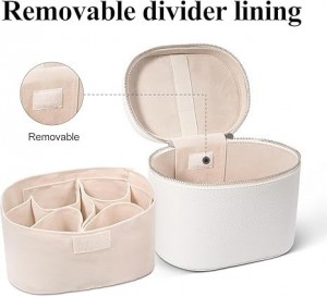 TRUST-U 2025 Ny PU-läder, avtagbar och delad necessär, rund, handhållen förvaringsväska för dam, sminkväska