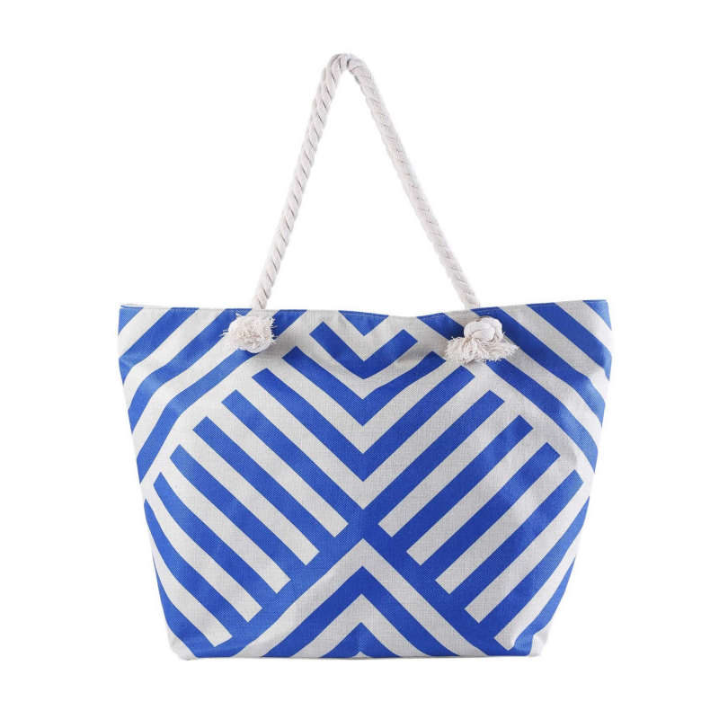 Trust-U Trendy Blue Geometric Beach Travel Tote Bag – Toy Storage, Handheld Shoulder Bag, Versatile Fashionable Women’s Carryall