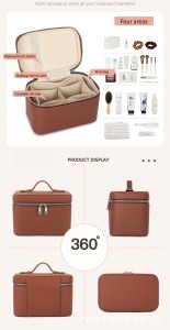 TRUST-U leather makeup bag large capacity portable makeup case travel multifunctional cosmetic bag toiletry bag storage box