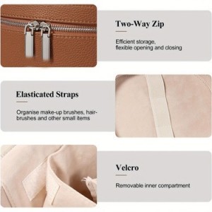 TRUST-U 2025 Ny PU-läder, avtagbar och delad necessär, rund, handhållen förvaringsväska för dam, sminkväska